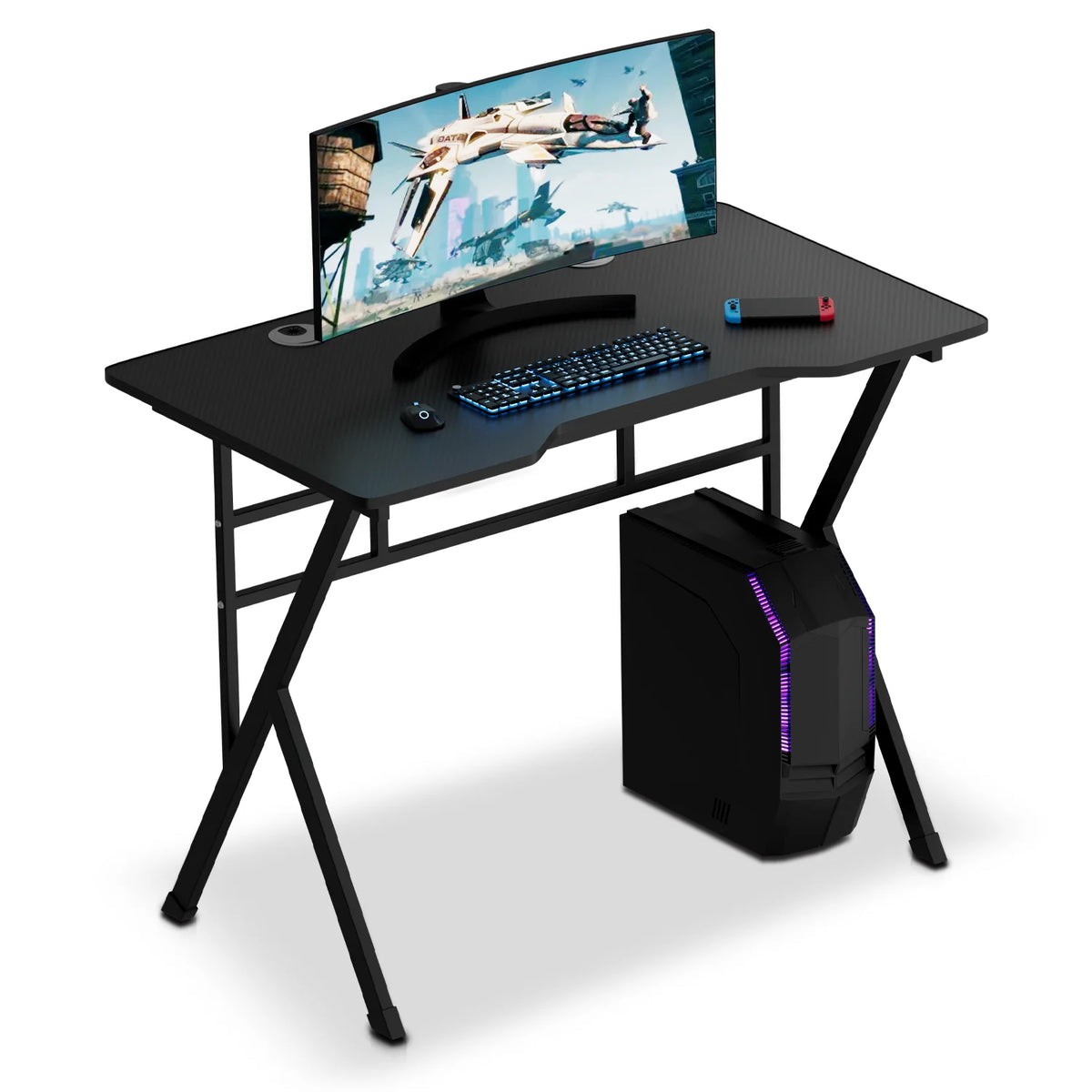 Black Portable Computer Desk with Host Rack Z27184