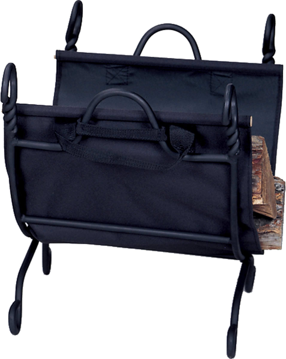 Black Log Rack with Canvas Carrier C648