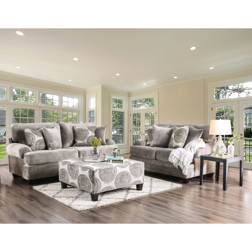 Gray Fabric Sofa with Pillows R2829