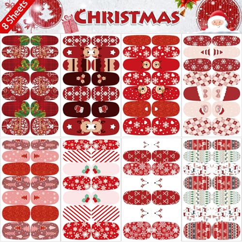 16 Sheets Holiday Nail Wraps Stickers with 2 Pcs Nail Files B422998