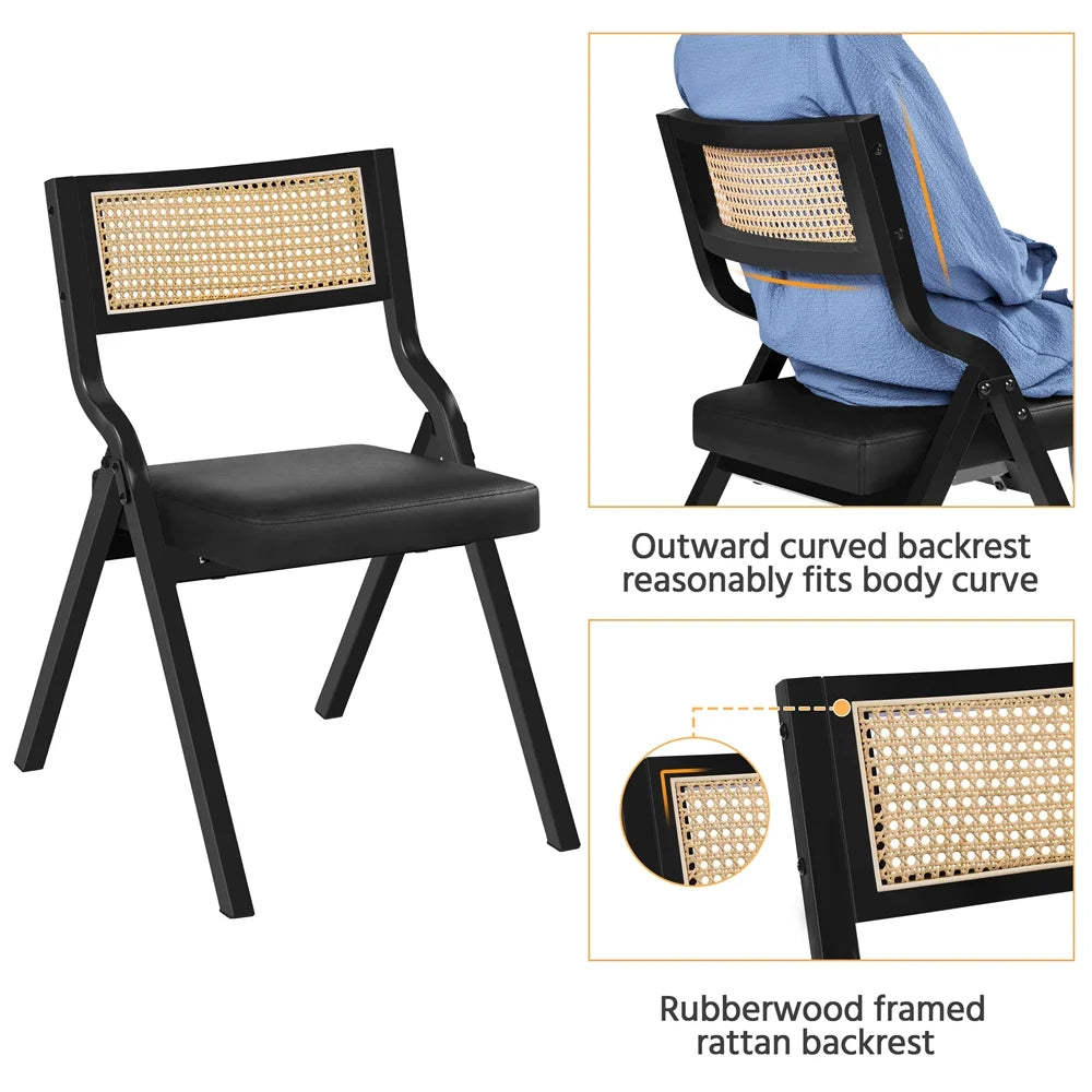Foldable Faux Leather Dining Chair, Black U55903