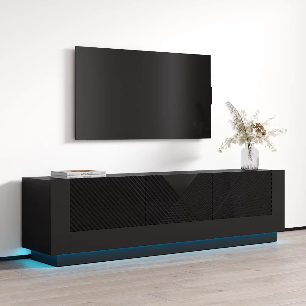 71" High Gloss TV Stand with Storage Cabinets K743