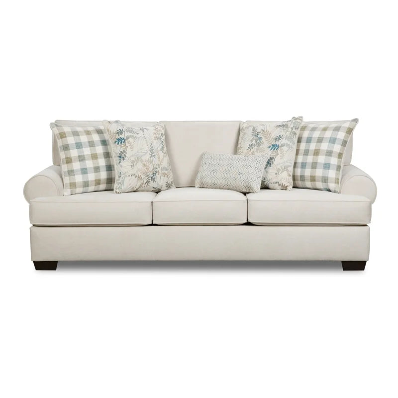 Cream Fabric Arm Sofa with Pillows L552