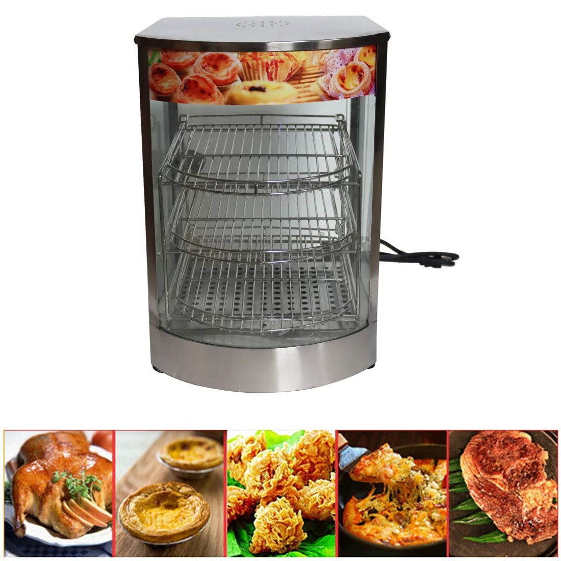 3 Layers Electric Food Warmer Display Case 850W D977004