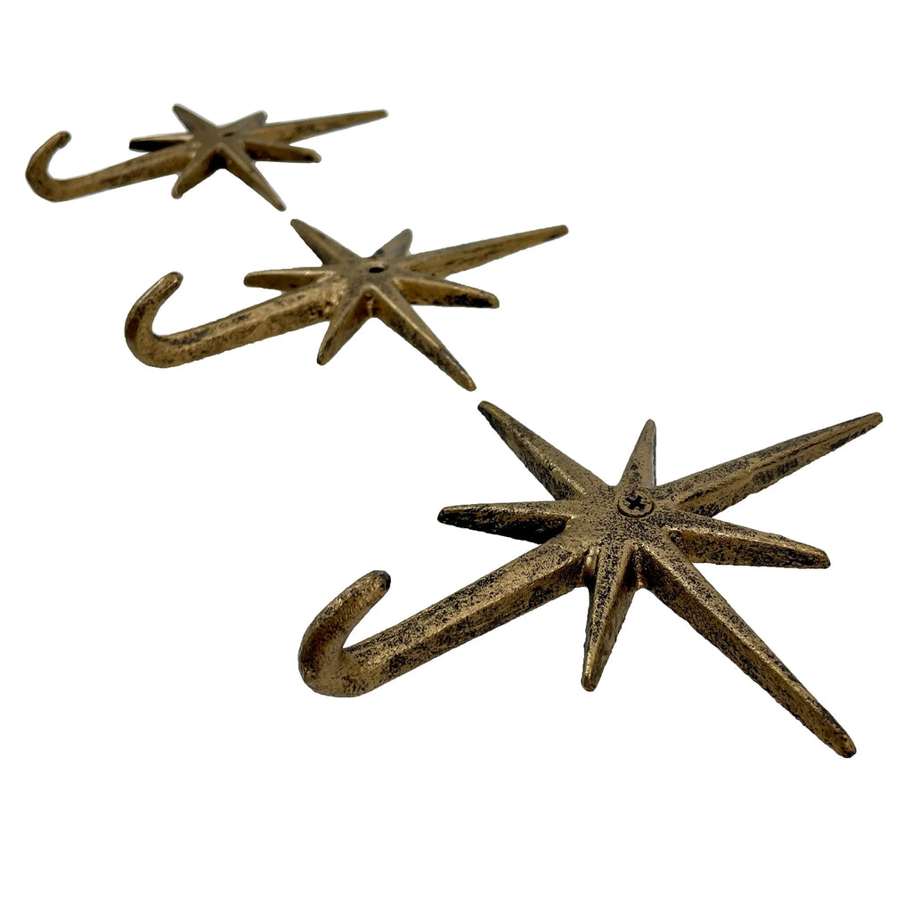 Set of 3 Gold Cast Iron Wall Hooks G3403