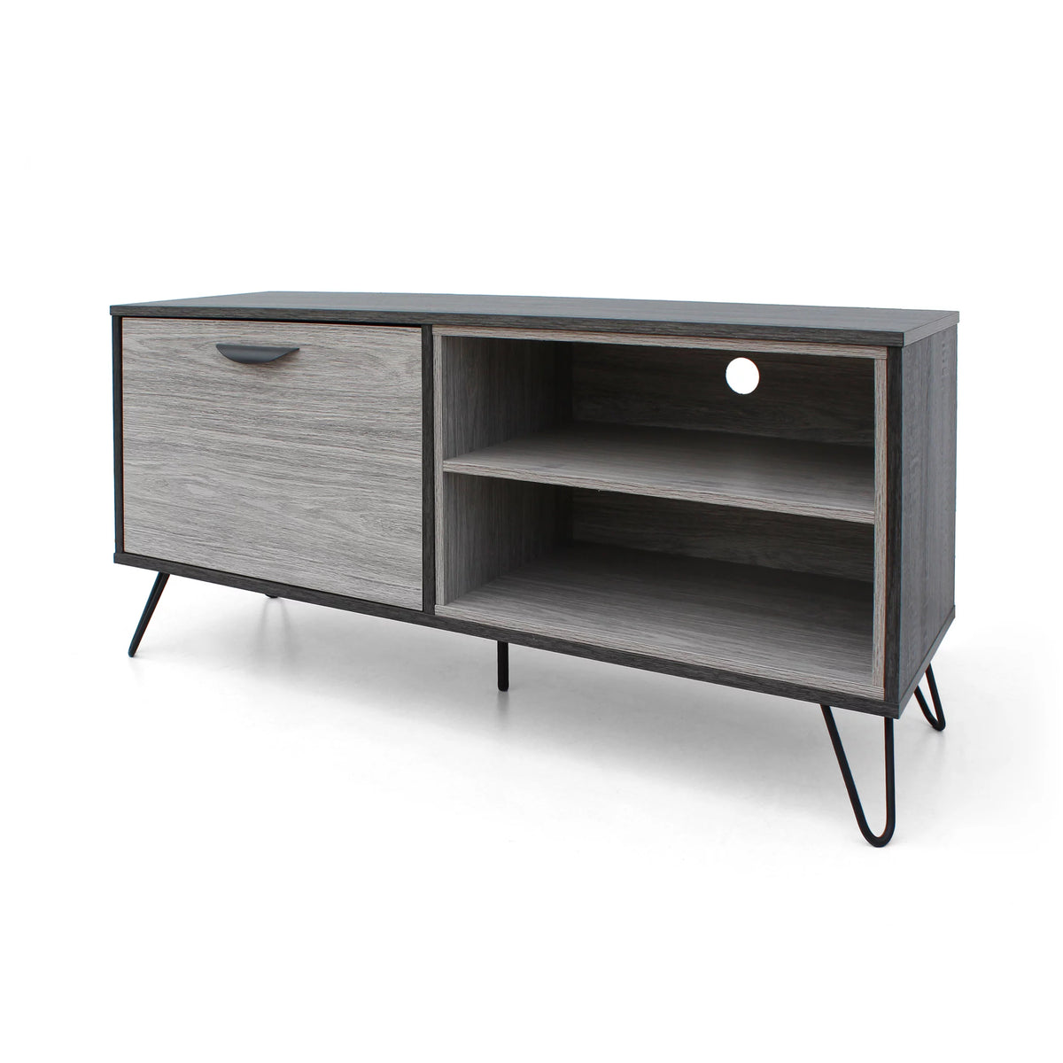 Grey Oak Two Toned Faux Wood TV Stand N7948
