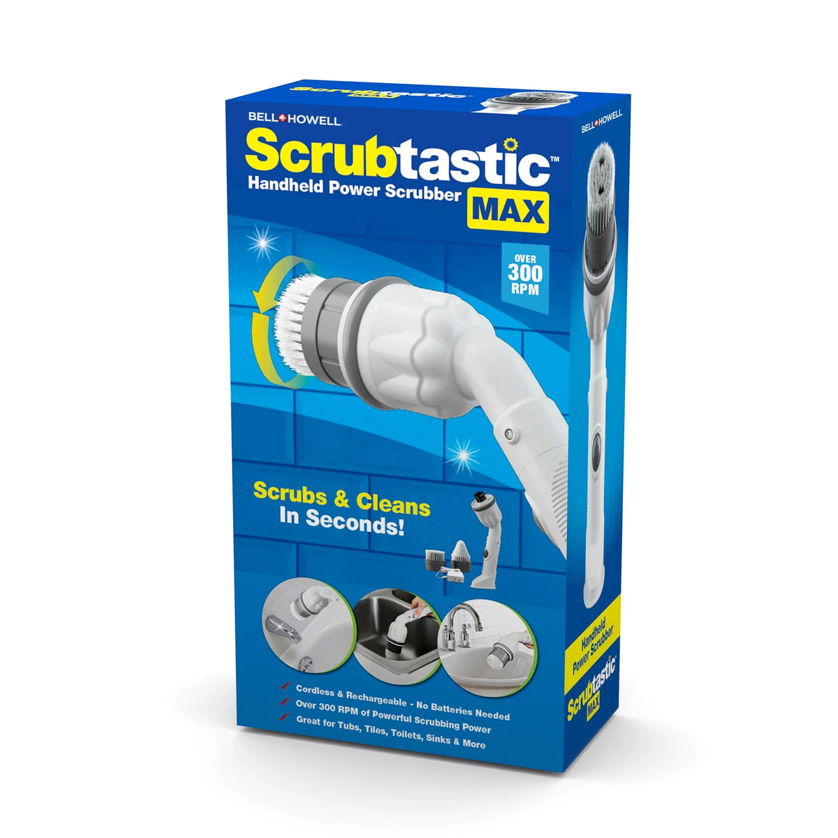 Rechargeable Cordless Power Spin Scrubber with 2 Brush Heads Y578