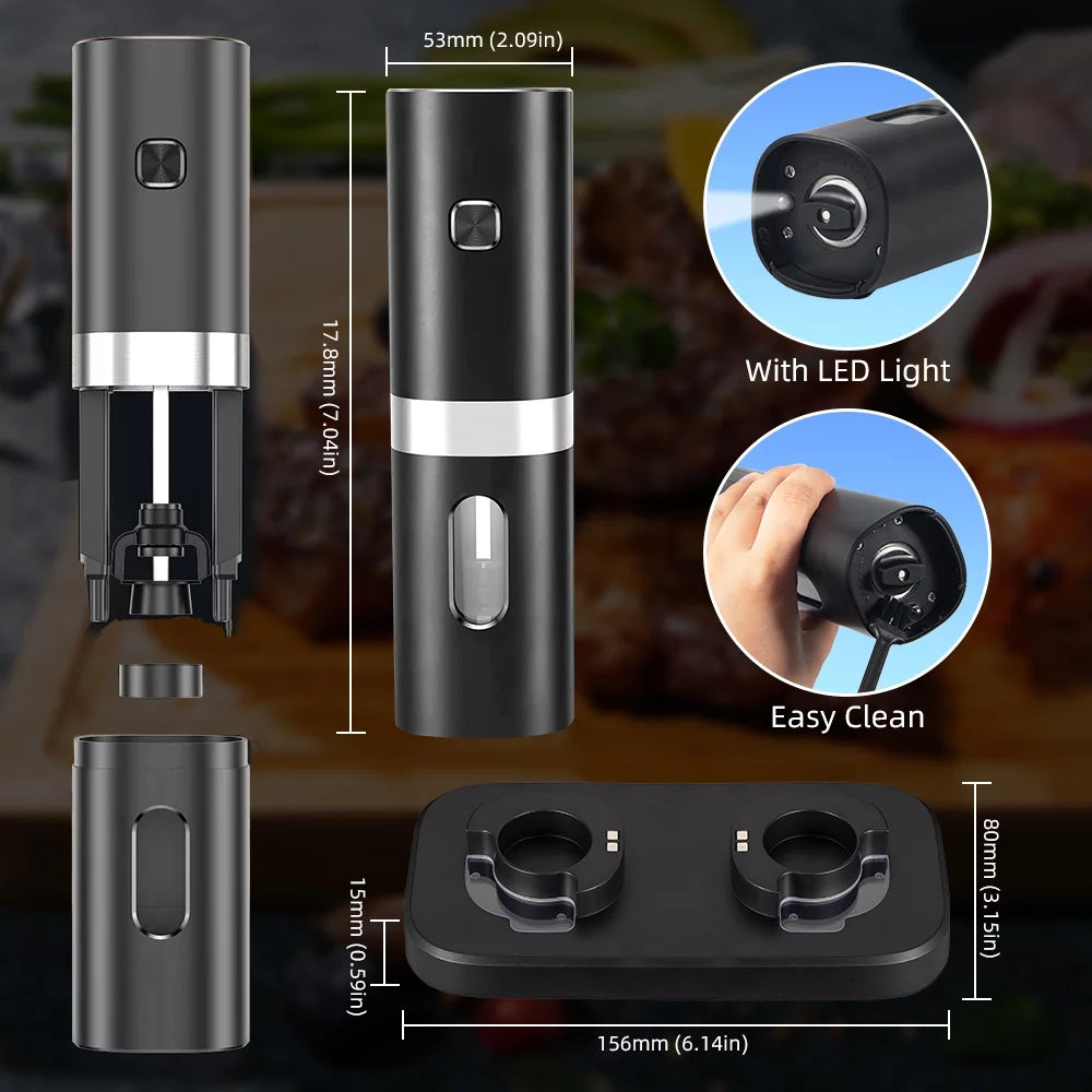 Electric Salt and Pepper Grinder Set 2 Pack Adjustable J351648