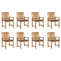 8 Piece Acacia Wood Patio Dining Chair Set B3425