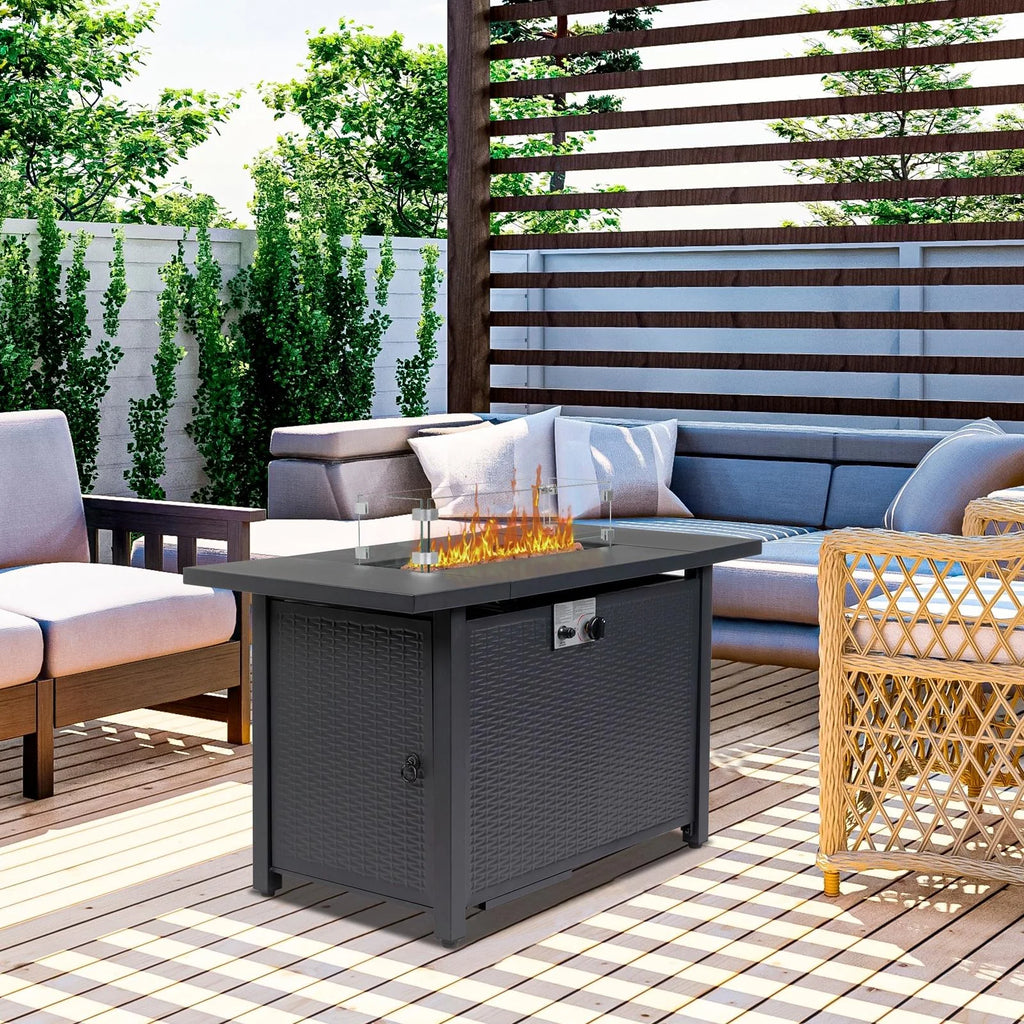 43'' Propane Fire Pit Table with Rain Cover and Wind Guard W3307