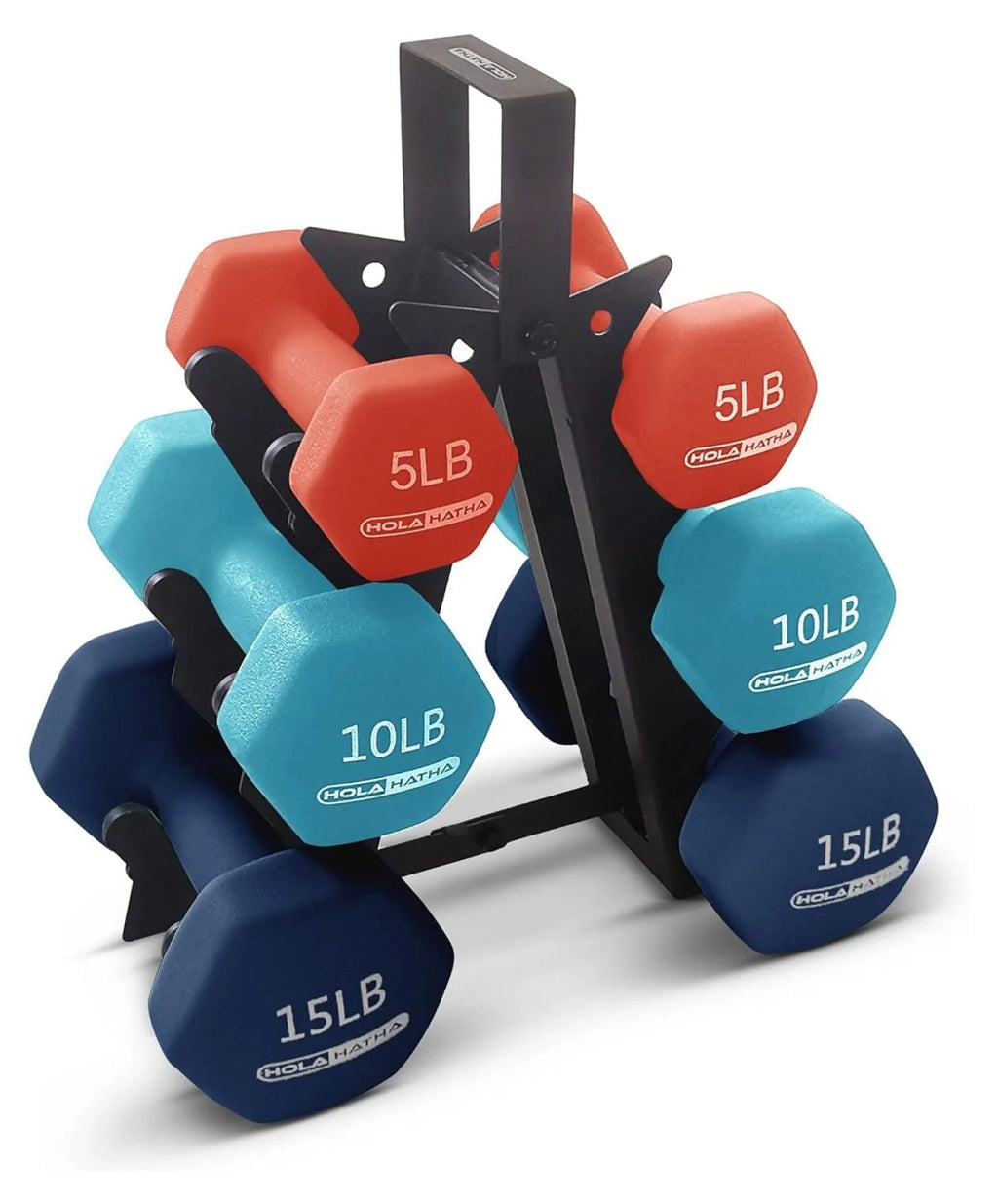 Neoprene Dumbbell Hand Weight Set with Rack E8525