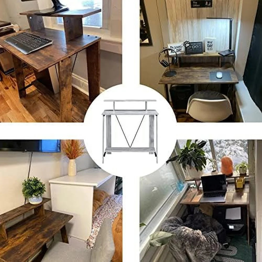 32'' Small Corner Computer Desk with Shelves C84238