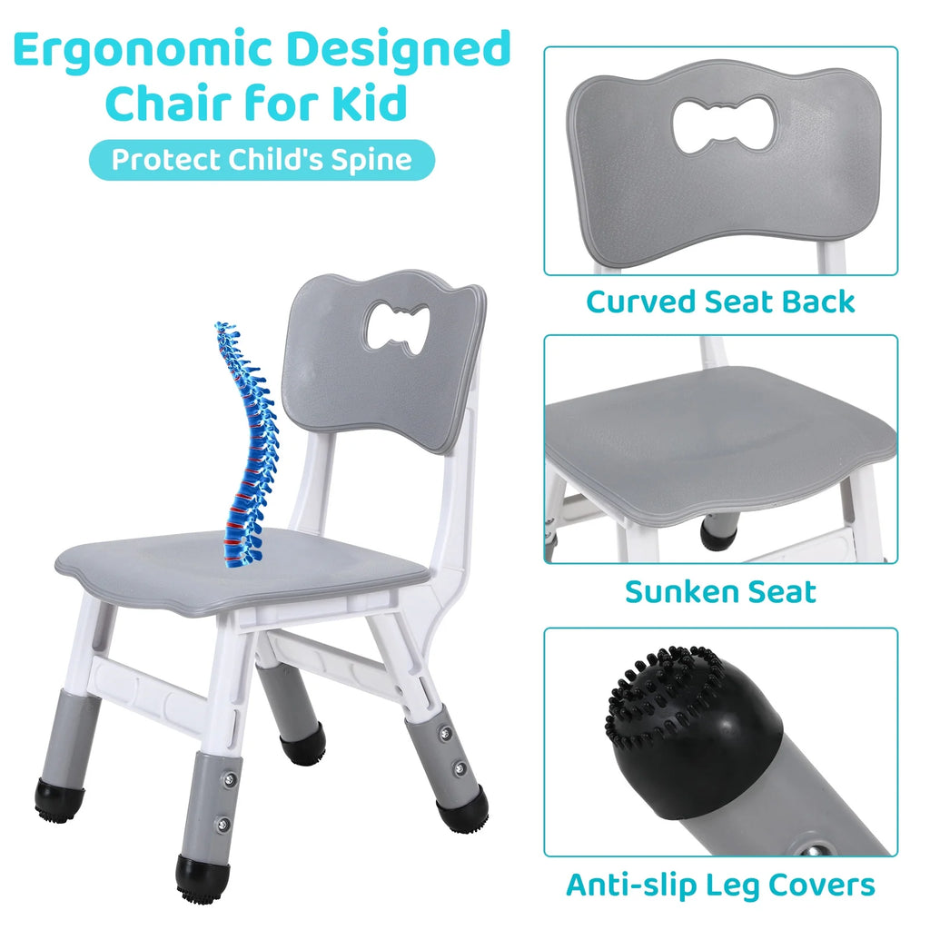 Height Adjustable Kids Table and 2 Chairs Set E176019