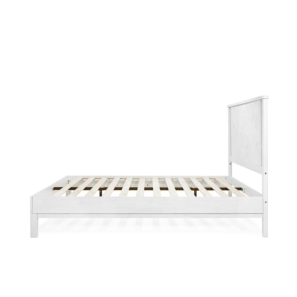 Queen Platform Bed Frame with Headboard Solid Wood Black Y19016