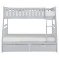 Gray Wood Twin over Full Bunk Bed with Storage D243