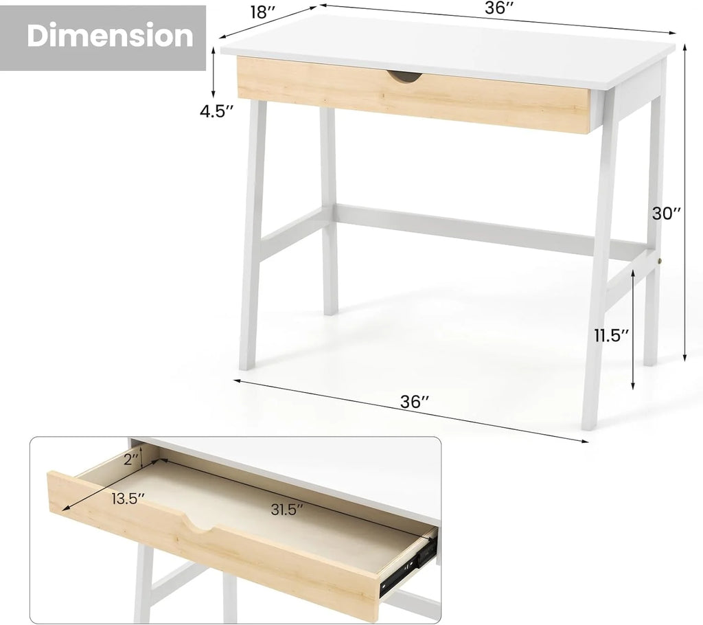 White Computer Desk with Drawer O99156
