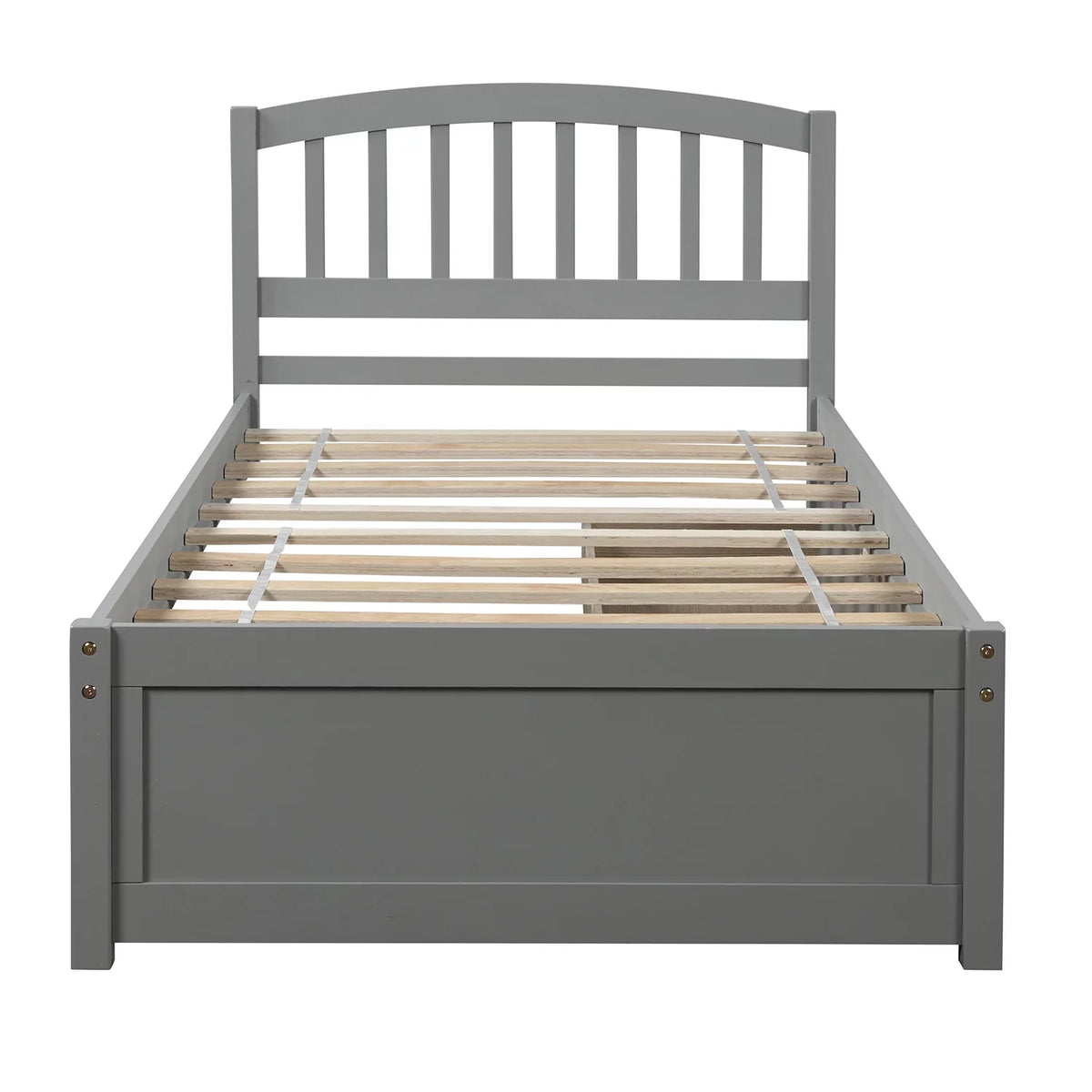 Grey Wood Twin Bed Frame with 2 Storage Drawers Y412627