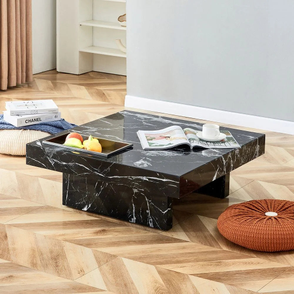 MDF Coffee Table with Black Patterns 31.4" I890786