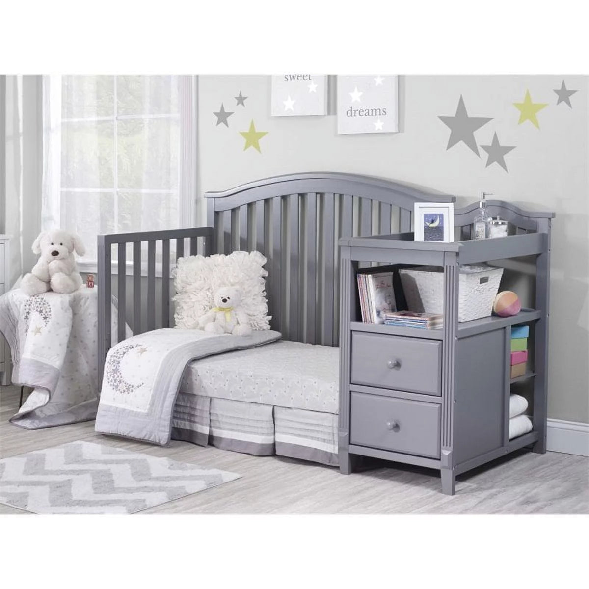 Gray 4-in-1 Convertible Crib and Changer I248