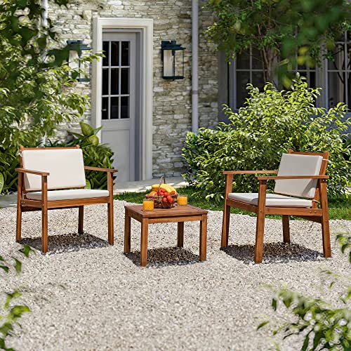 4 Piece Acacia Wood Outdoor Sofa Set with Table & Cushions N8196