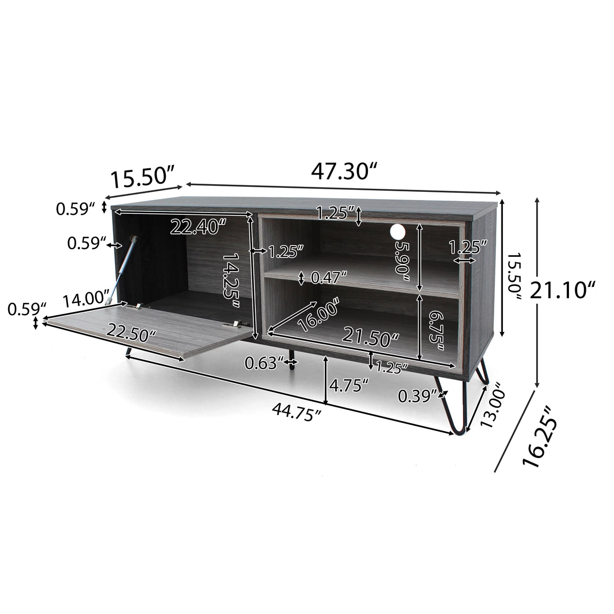 Grey Oak Two Toned Faux Wood TV Stand N7948
