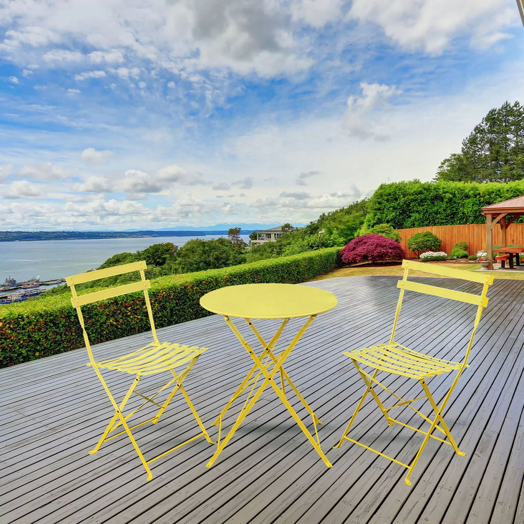 Yellow 3 Piece Bistro Folding Furniture Set Q514