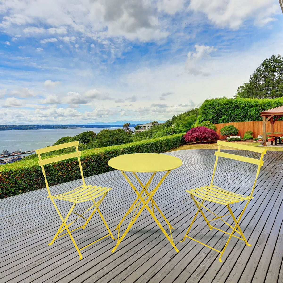 Yellow 3 Piece Bistro Folding Furniture Set Q514