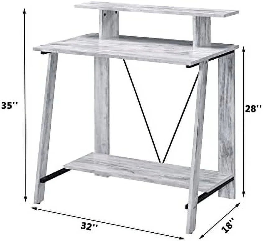 32'' Small Corner Computer Desk with Shelves C84238