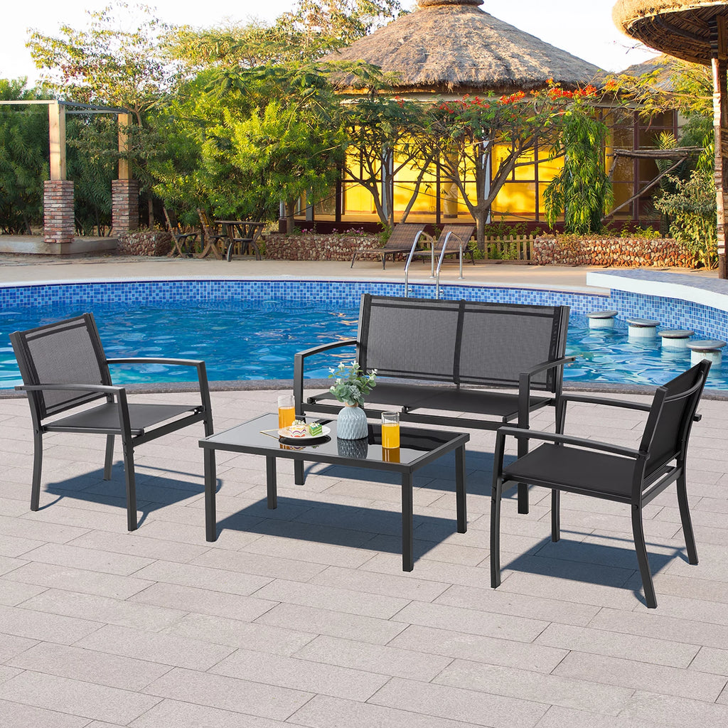 4 Pieces Textilene Patio Furniture Set H80391