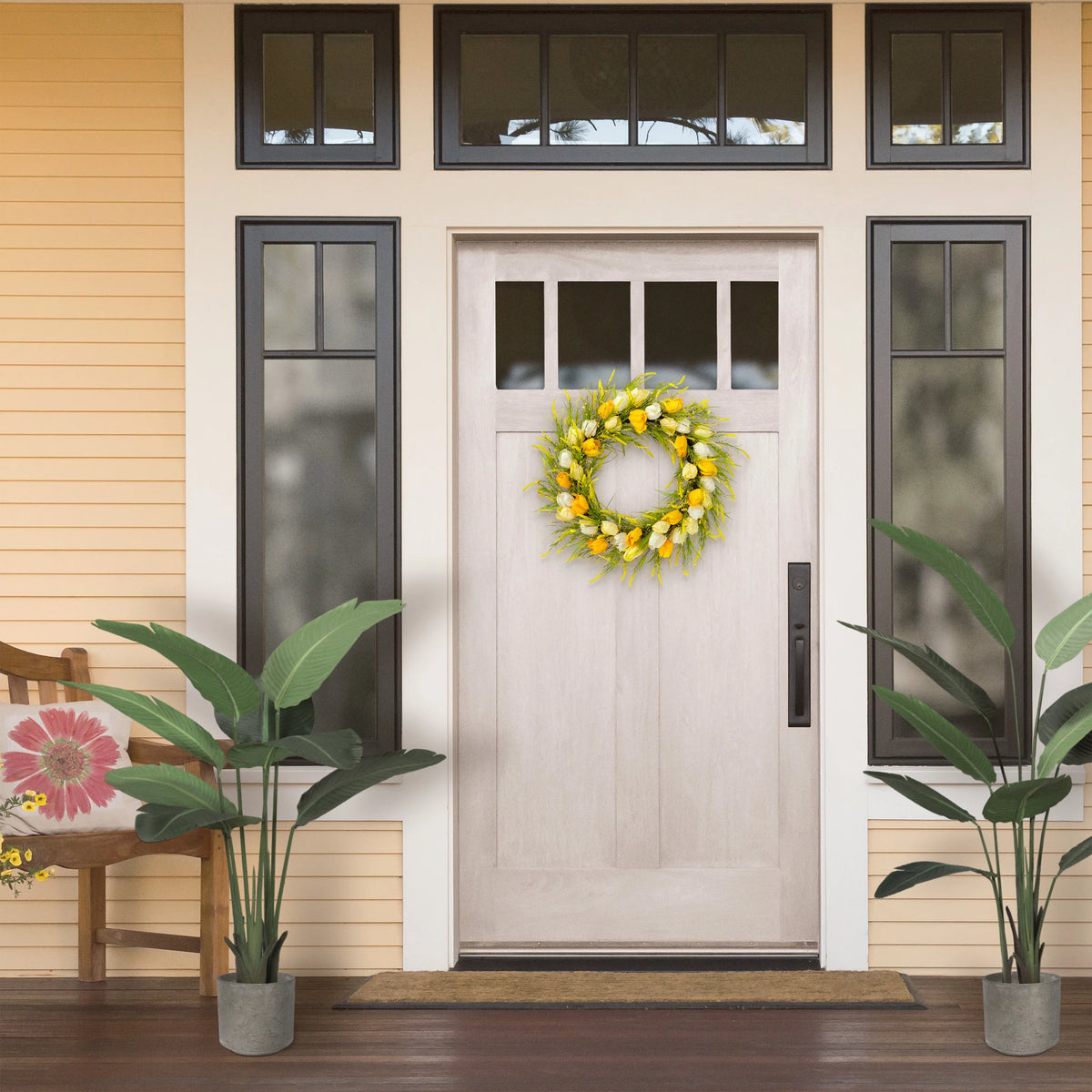 30" Artificial Tulip Floral Wreath L23789