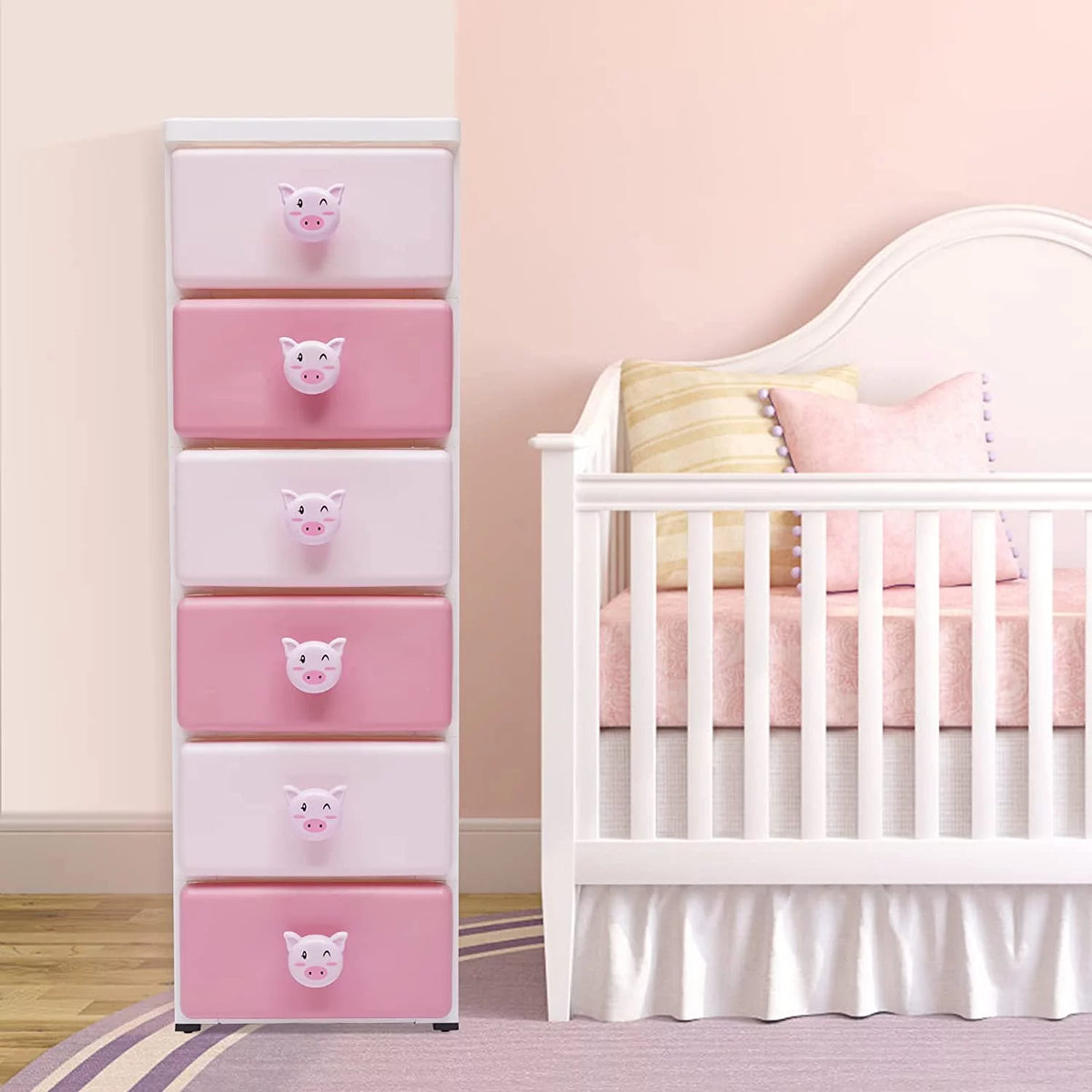 Pink 6 Drawer Plastic Dresser Y6768