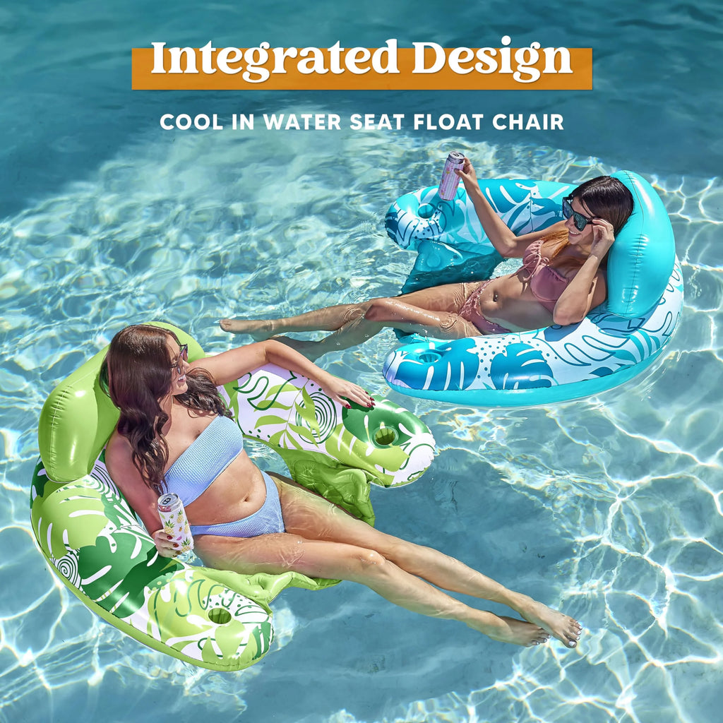 Inflatable Pool Chair Float with 2 Cup Holder F713