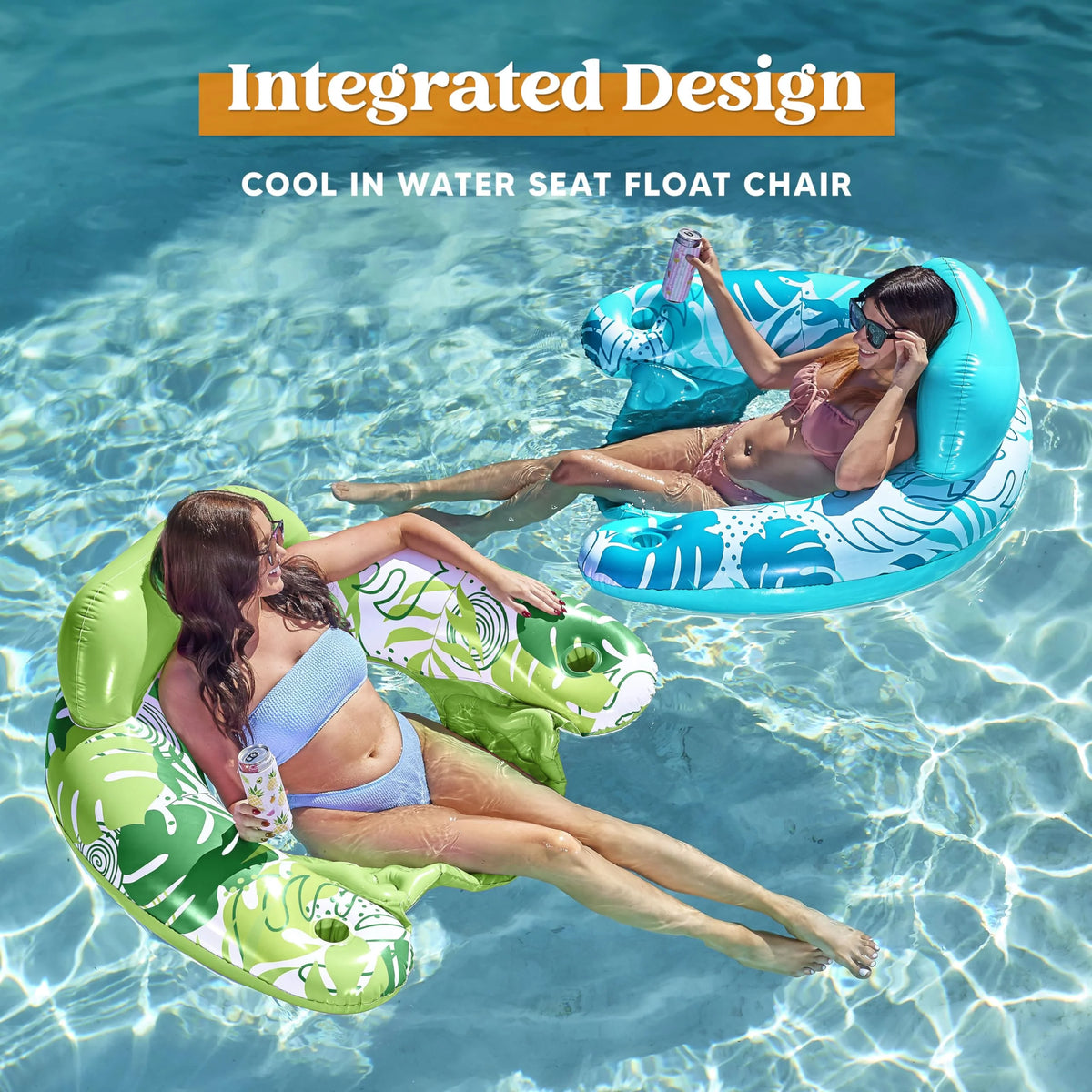 Inflatable Pool Chair Float with 2 Cup Holder F713