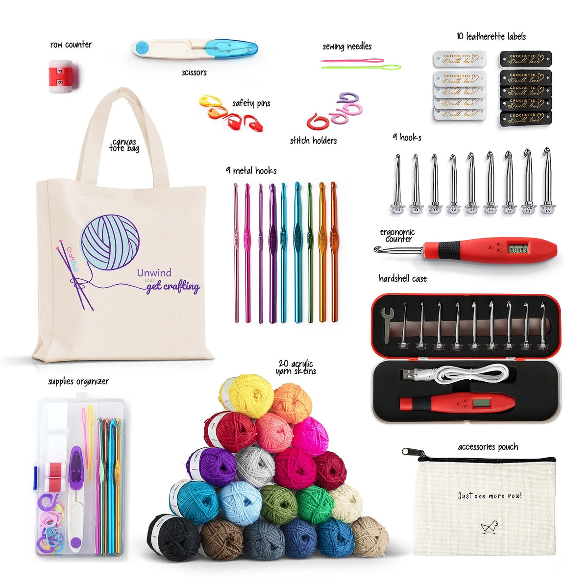 Mini Crochet Set Kit With Yarn And Crochet Hook Set 68pc E53824