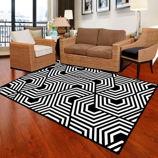Rectangle Black White Carpet N50785