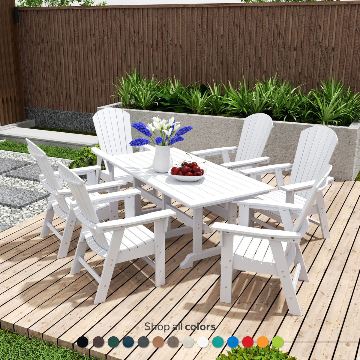 7-Piece All Weather Outdoor Dining Set with Armchairs J492