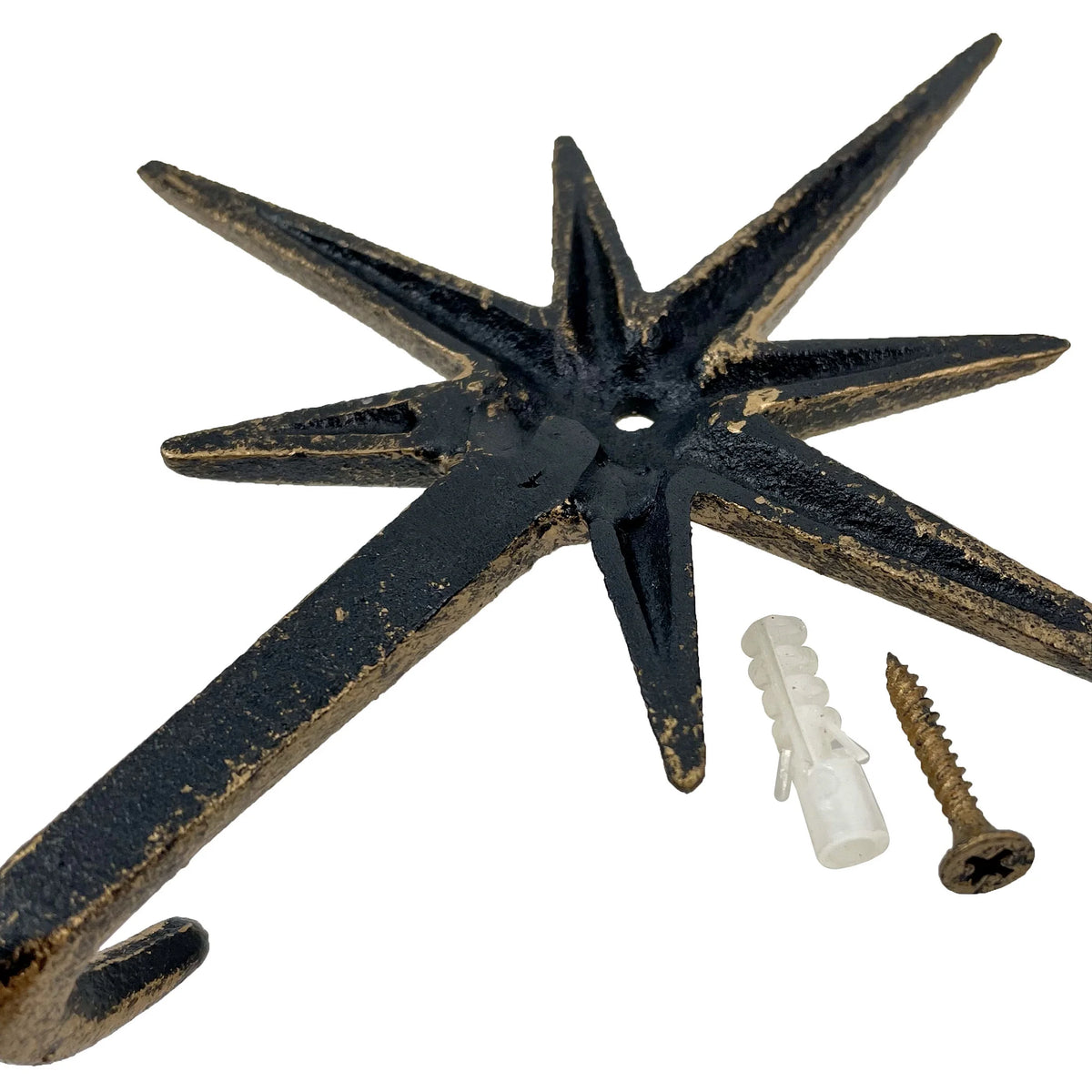 Set of 3 Gold Cast Iron Wall Hooks G3403