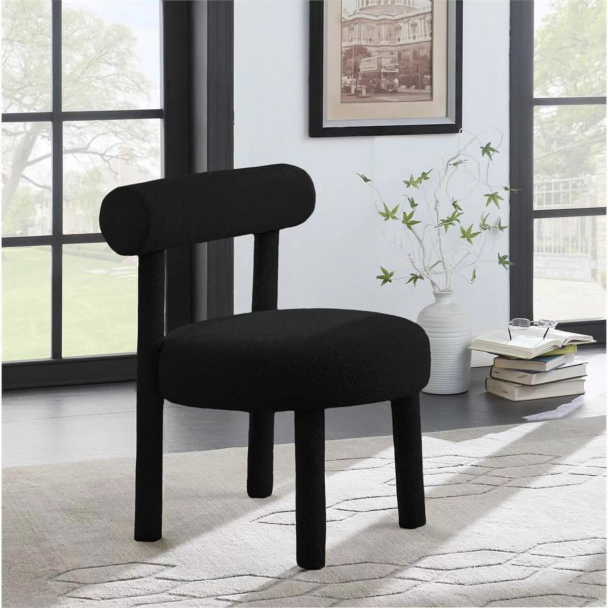 Black Boucle Fabric Accent Chair W4761