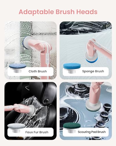 Electric Spin Scrubber with 8 Brush Heads and Long Handle M43630