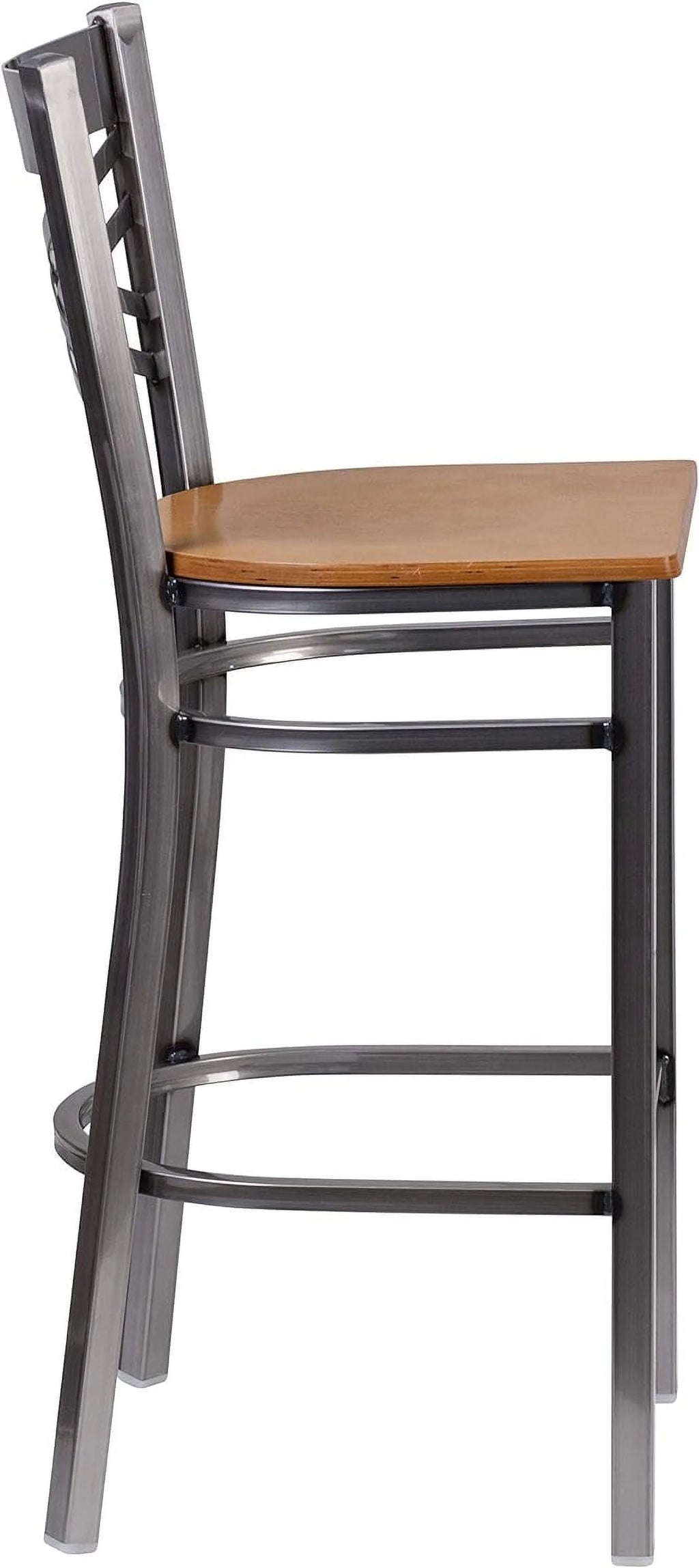 Metal X Back Barstool with Wood Seat S436