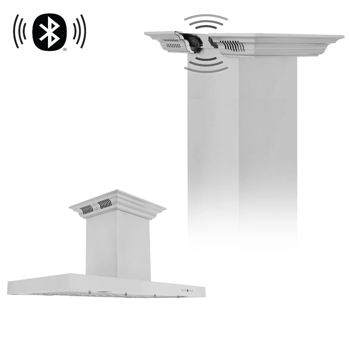 48 in. Island Mount Stainless Steel Range Hood with Bluetooth Speakers J8434