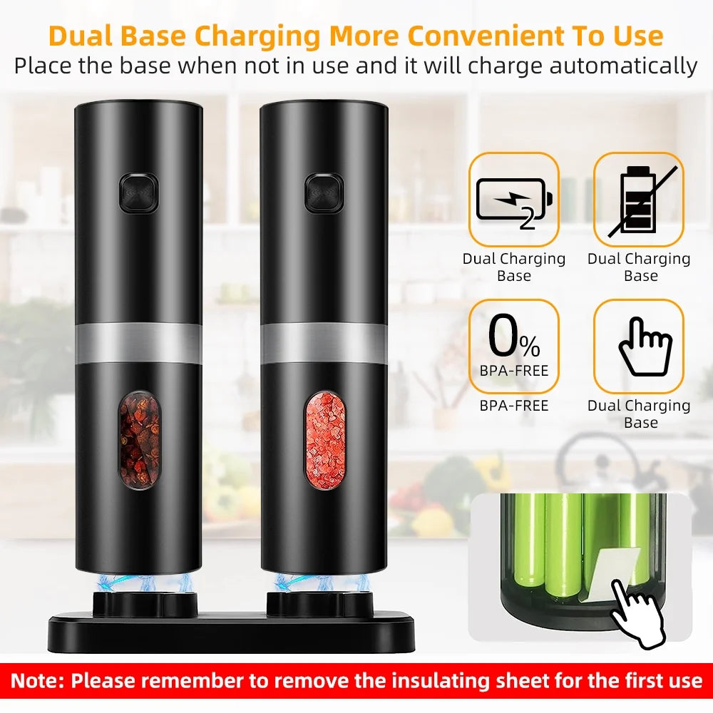 Electric Salt and Pepper Grinder Set 2 Pack Adjustable J351648