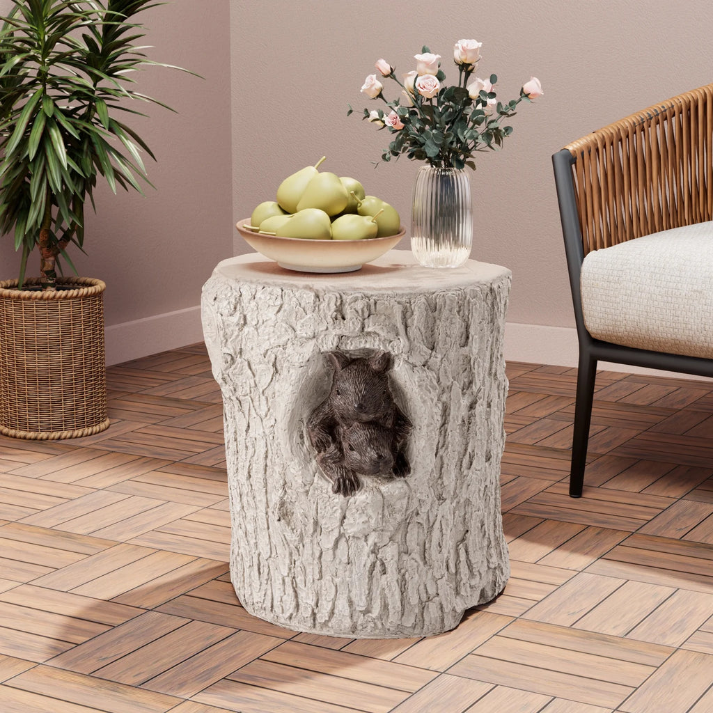 Hand-Painted Wood Stump Stool L91292