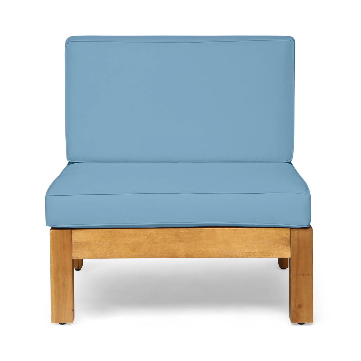 Teak Blue 8 Seater Wood Sectional Sofa Set with Coffee Table A583099