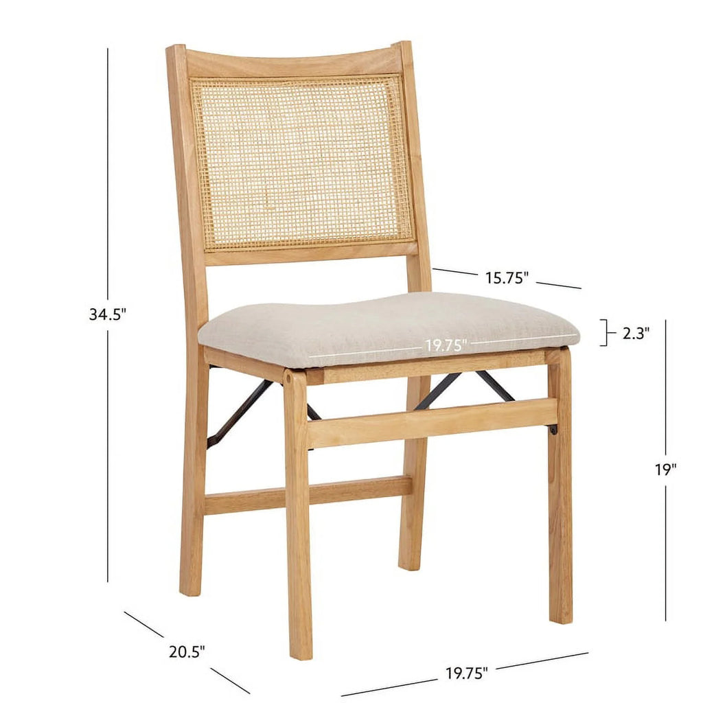 Natural Wood Folding Side Chair with Woven Cane Back A12867