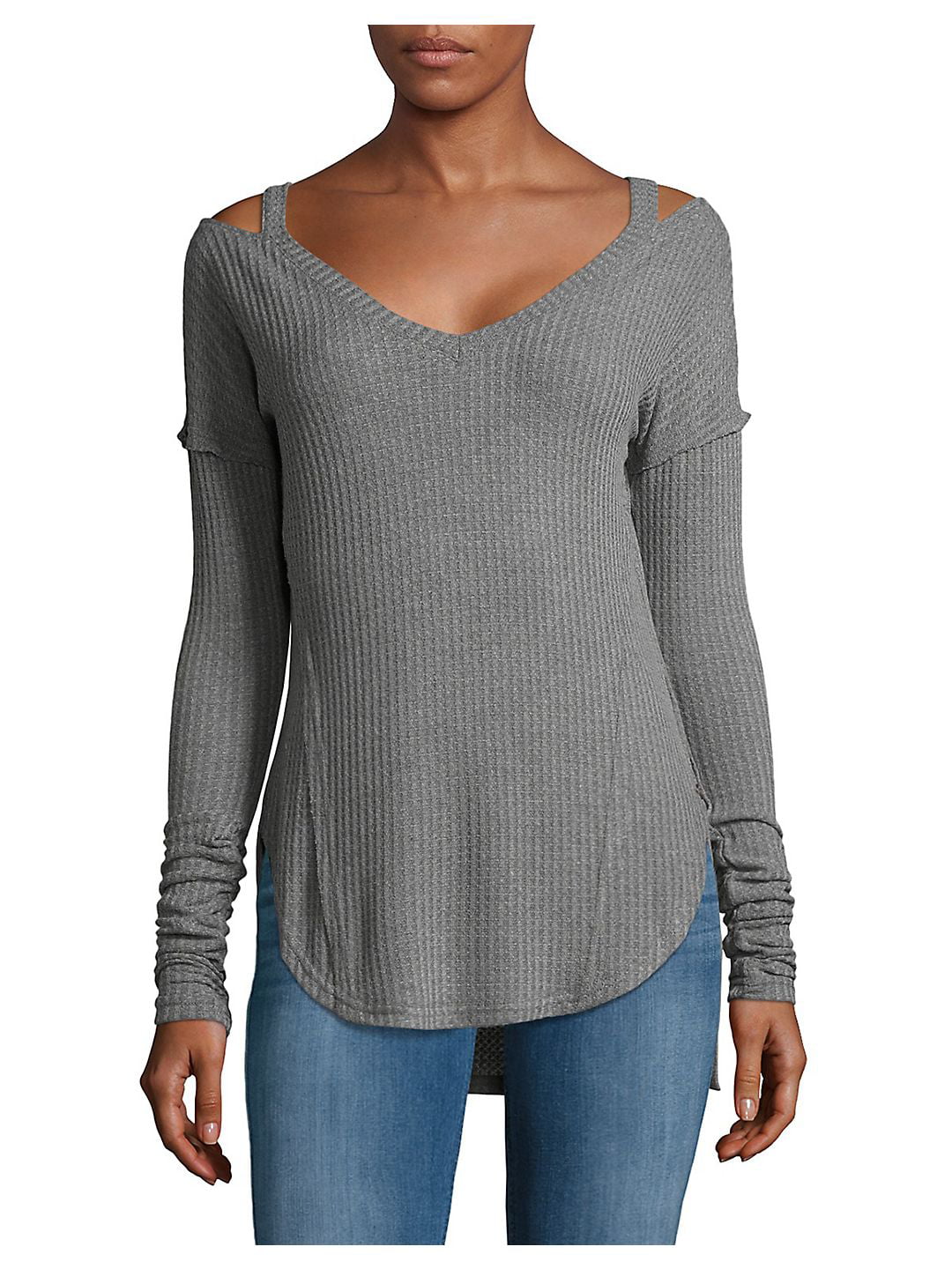 Cold Shoulder V-Neck Top G729393