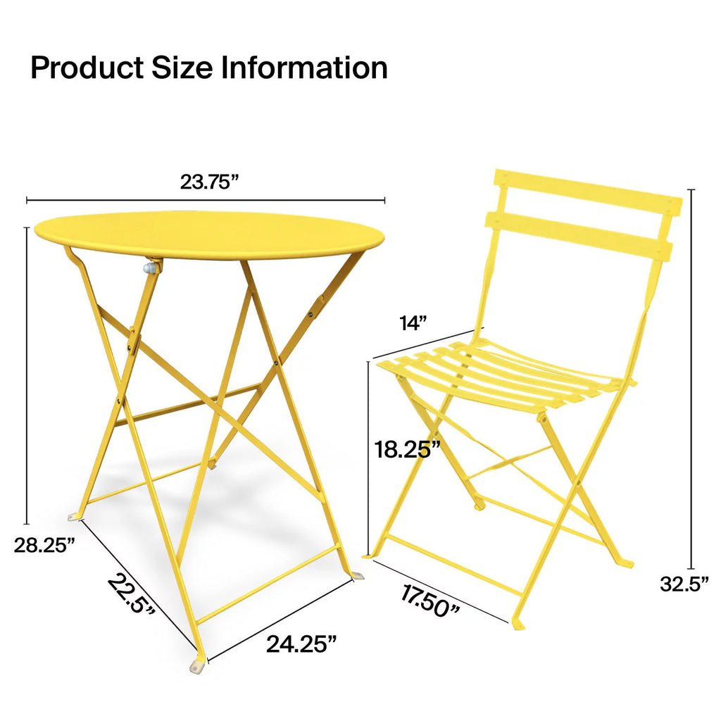 Yellow 3 Piece Bistro Folding Furniture Set Q514