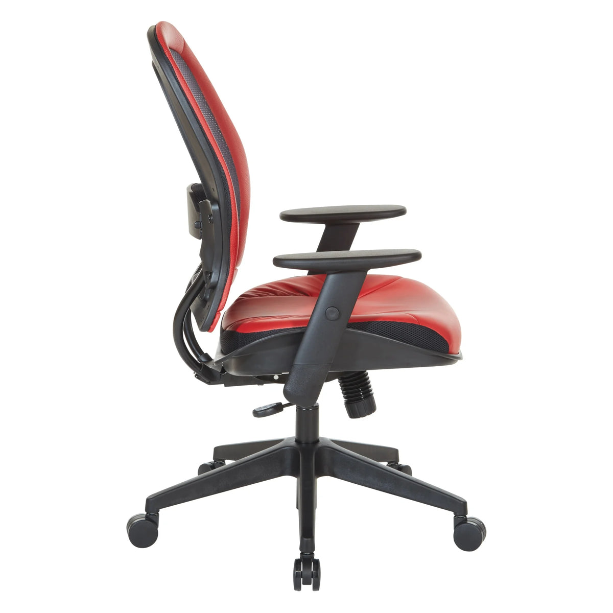 Dark Air Grid Back Managers Office Chair with Red Fabric Seat F726