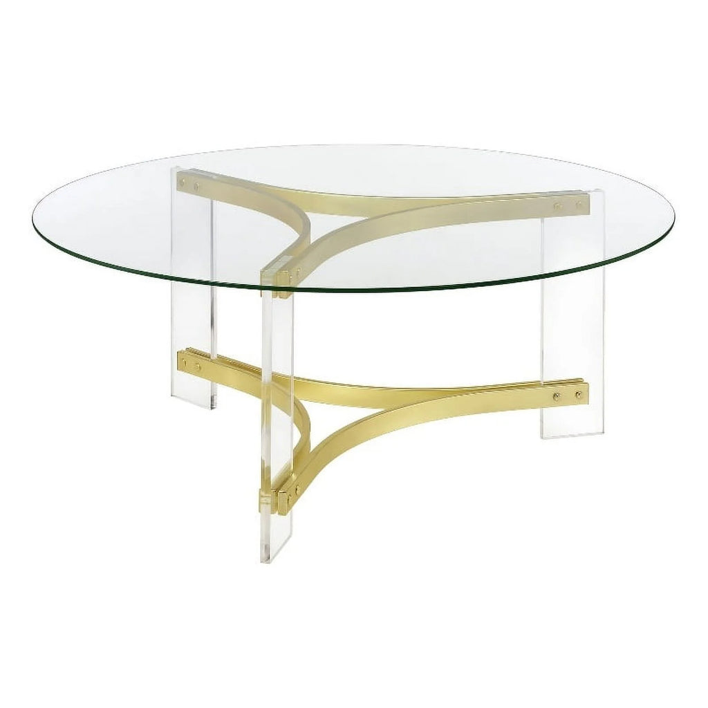 Round Glass Coffee Table with Acrylic Legs Q727