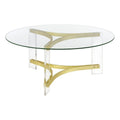 Round Glass Coffee Table with Acrylic Legs Q727